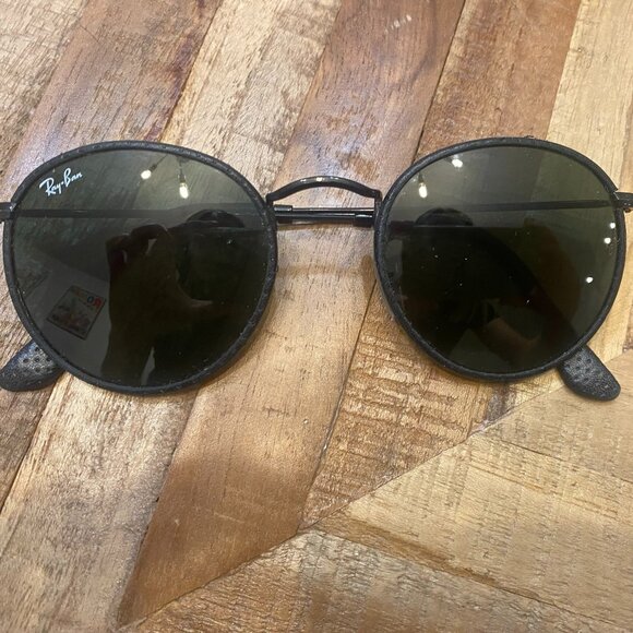 Custom Ray-Ban Leather Round Sunglasses - Picture 1 of 5